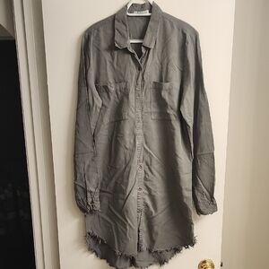 Olive Green Button-Up Shirt Dress